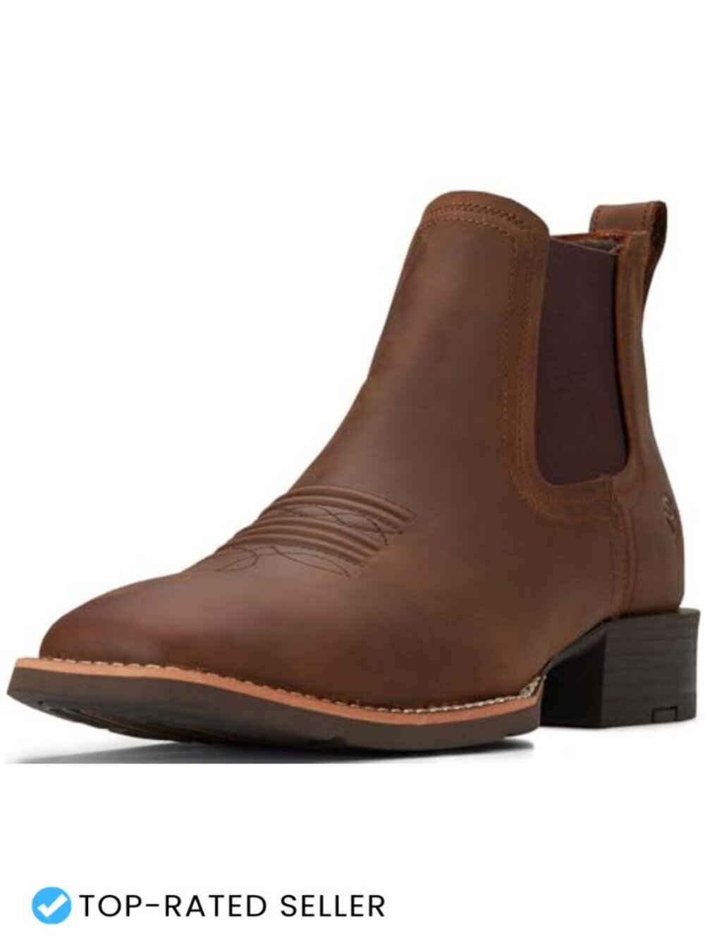 Genuine Leather Western Chelsea Boots Slip-On Ankle